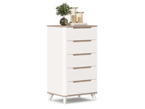 ЛД 413.080.000 "Стефания" Комод высокий (Дуб Маувелла PR/Белый)