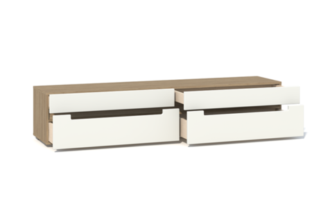 Тумба Анри под телевизор с выдвижными ящиками Швейцарский вяз, Белый