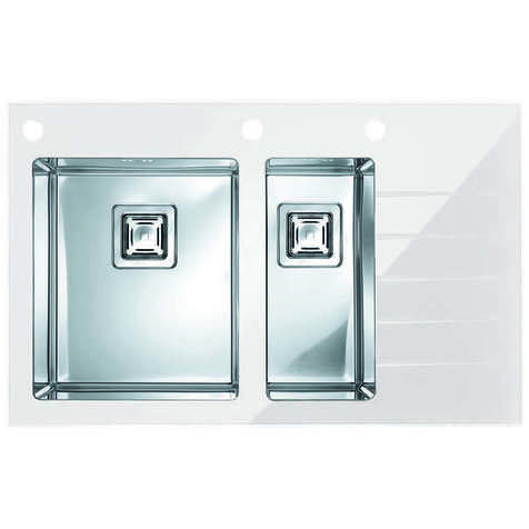 Кухонная мойка Alveus Crystalix 20 (Чаша слева) (Белый / Нержавеющая сталь)