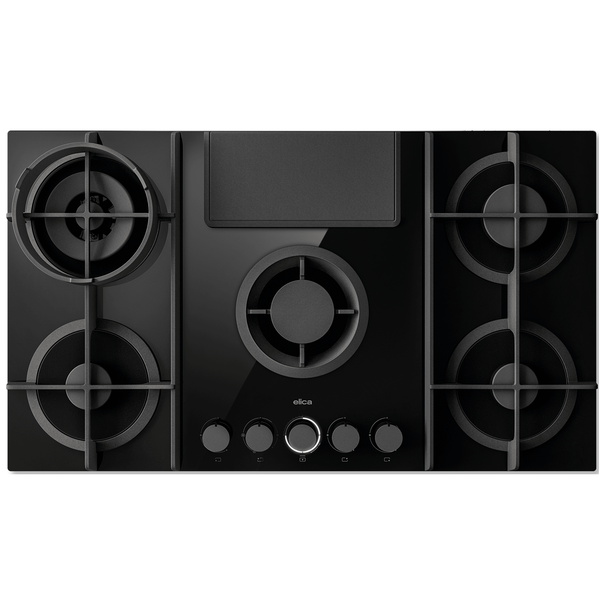 Газовая варочная панель с вытяжкой Elica NIKOLATESLA FLAME EVO /A/88 (Черный)