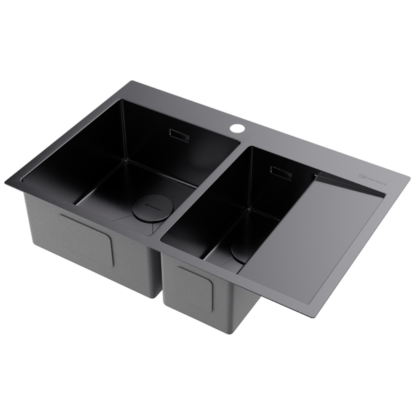 Кухонная мойка OMOIKIRI Akisame 78-2-L (Вороненая сталь)