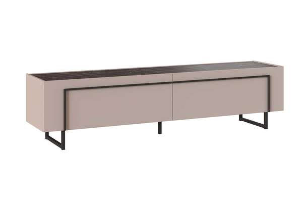 Тумба Милагро под телевизор с выдвижными ящиками Кашемир серый, Камень Пьетра, Черный