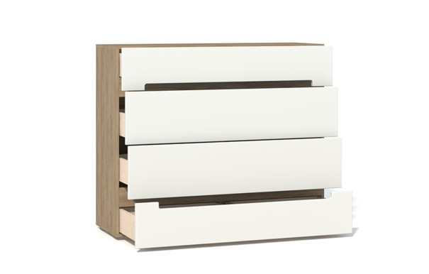 Комод Анри с выдвижными ящиками С доводчиками, Швейцарский вяз, Белый