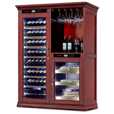 Винный шкаф Meyvel MV108-WM2-BAR-HUM (Махагон)