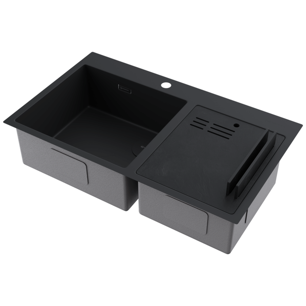 Кухонная мойка OMOIKIRI Akisame 86-2 Side (Графит)