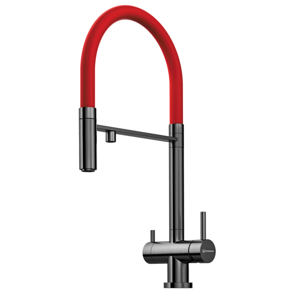 Смеситель для кухни OMOIKIRI Kanto (Вороненая сталь / Красный)