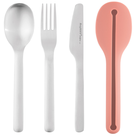 Набор столовых приборов (3 прибора) BergHOFF Leo в розовом чехле 3950130 (Хром)