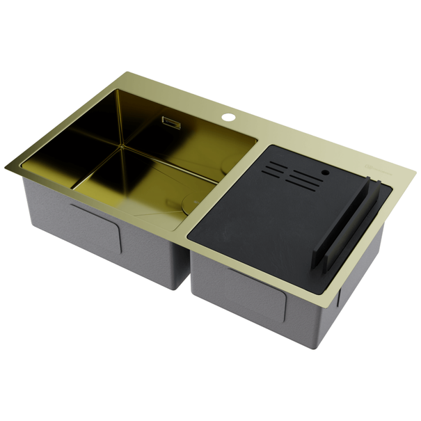 Кухонная мойка OMOIKIRI Akisame 86-2 Side (Светлое золото)