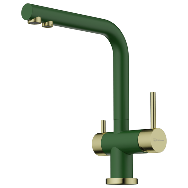 Смеситель для кухни OMOIKIRI Nagano (Royal Green / Светлое золото)