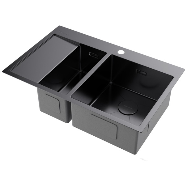 Кухонная мойка OMOIKIRI Akisame 78-2-R (Вороненая сталь)